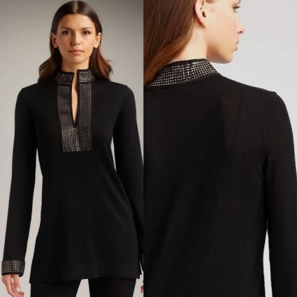 Tory Burch 100% Merino Wool Embellished Tunic. Size: Medium.